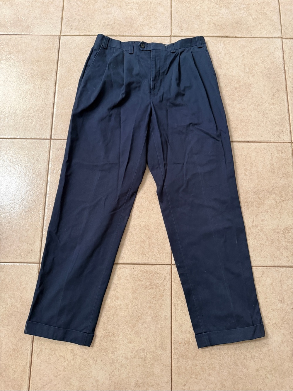 Ralph Lauren Navy Pleated Chinos size 36W to 32L